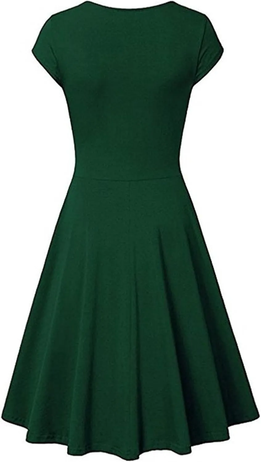Dresses for Women 2025 Simple V Neck Floral Printed Cap Sleeve Midi Dresses Trendy High Waisted Party Dresses