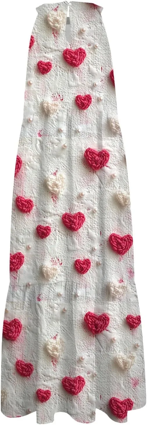 Dresses for Women 2025 Sleeveless Floral Print Tank Dresses Hanging Neck Splicing Midi Dresses Loose Sundresses