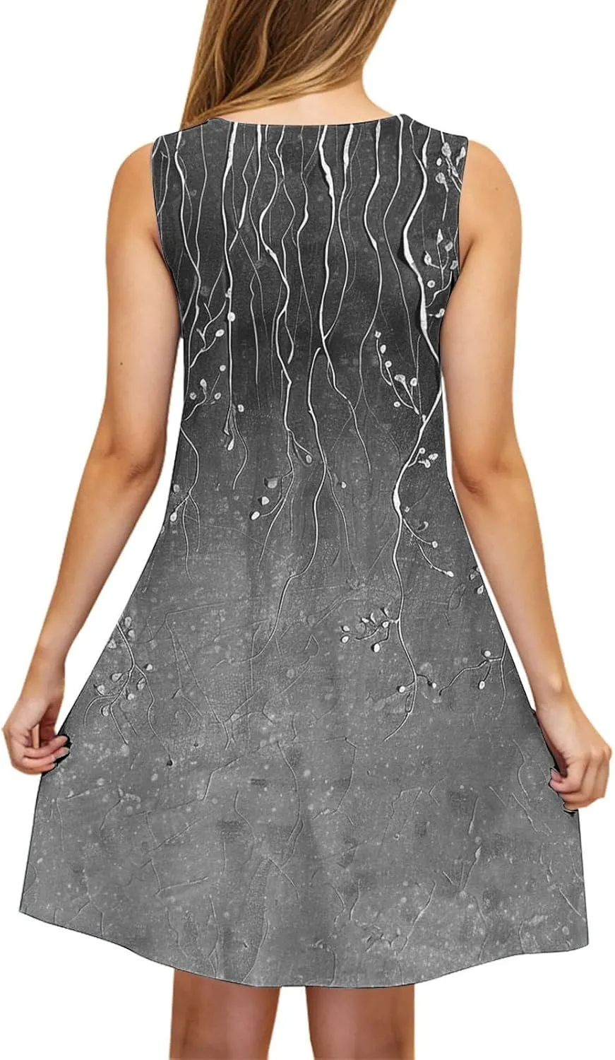 Dresses for Women 2025 Summer Casual Midi Dress U Neck Sleeveless Sundresses Floral Print Beach Dress with Pockets