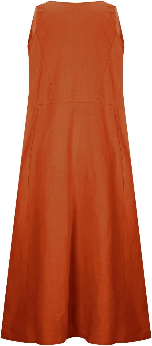Dresses for Women Plus Size Sleeveless T Shirt Long Dress Flowy Beach Sundress with Pockets Summer Vacation Outfits