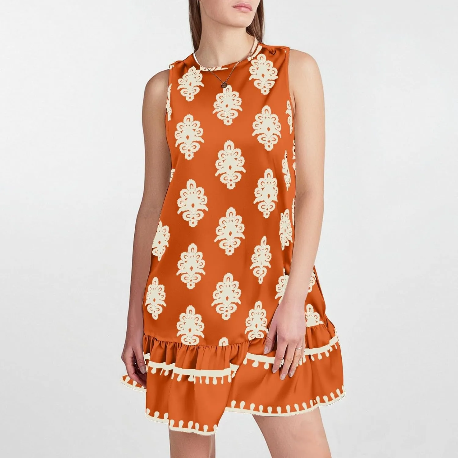 Floral Dress for Women Wedding Guest Crewneck Sleeveless Cute Summer Dresses Casual Mini Boho Ruffle Short Flowy Dress