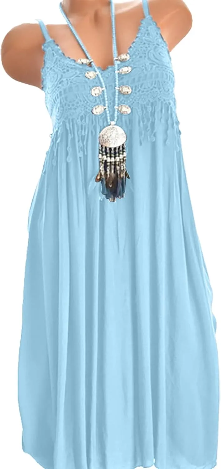 FZYLQY Summer Dresses for Women 2024 Trendy Plus Size Spaghetti Strap Tassel Midi Dress Fashion Beach Sundress Tank Dress