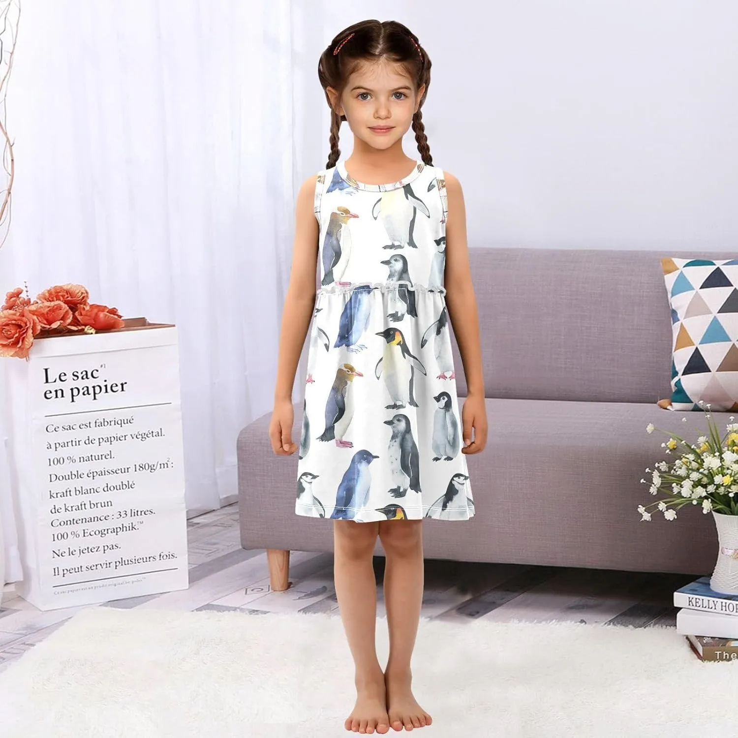 Girls' Dresses Toddler Summer Dress Sleeveless Dresses for Girls Cotton Sundress 2-8Y