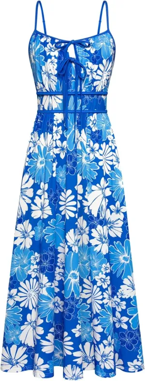 GRACE KARIN Women's 2025 Summer Casual Floral Boho Dress Spaghetti Strap Flowy Beach Maxi Dresses