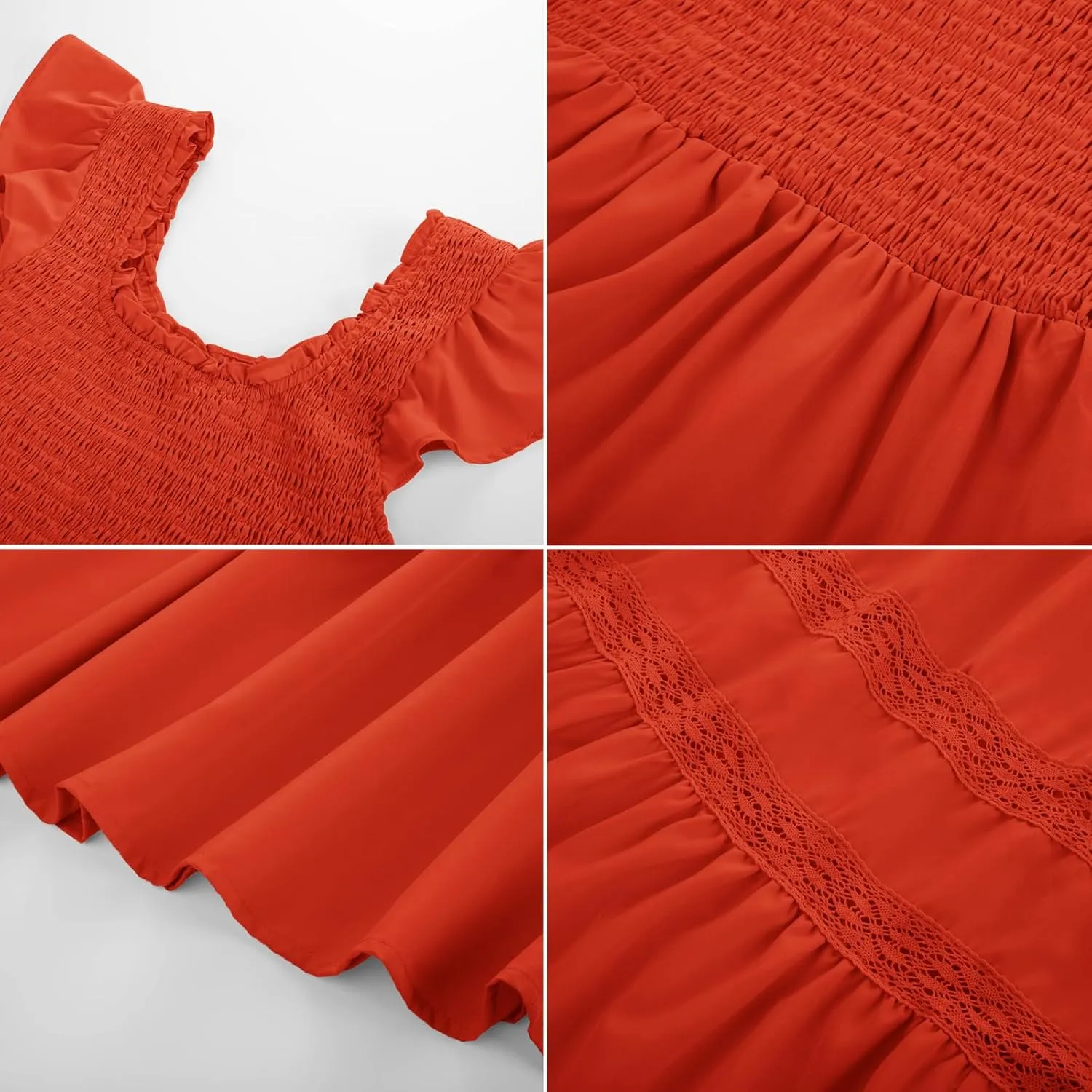 GRACE KARIN Womens Summer Dress Casual 2025 Flutter Sleeve Square Neck Smocked Boho Beach Dresses Tiered Midi Long Sundress