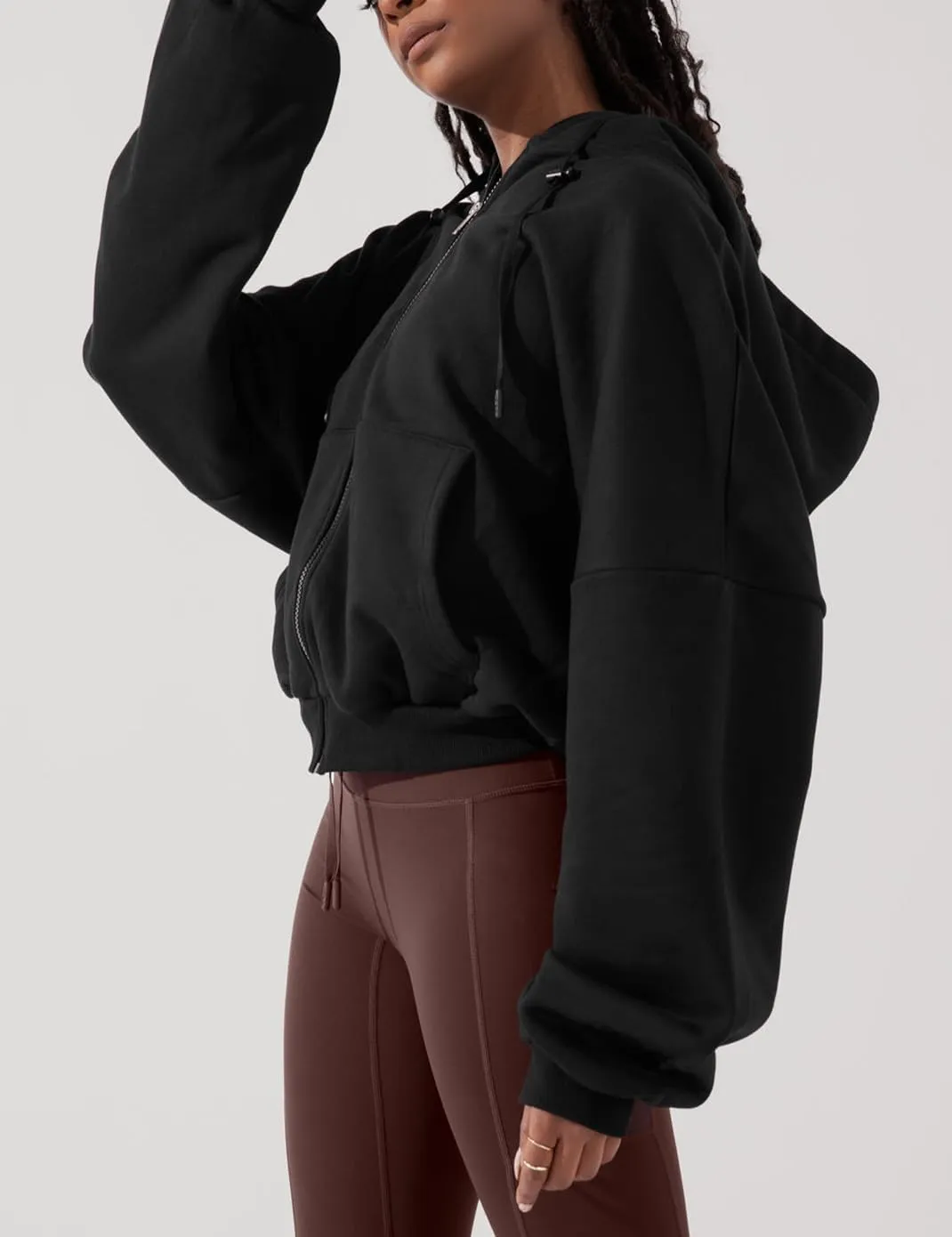 Haellun Womens Oversized Long Sleeve Zip Up Hoodie Fleece Drawstring Sweatshirts Pullover Sweaters with Pockets
