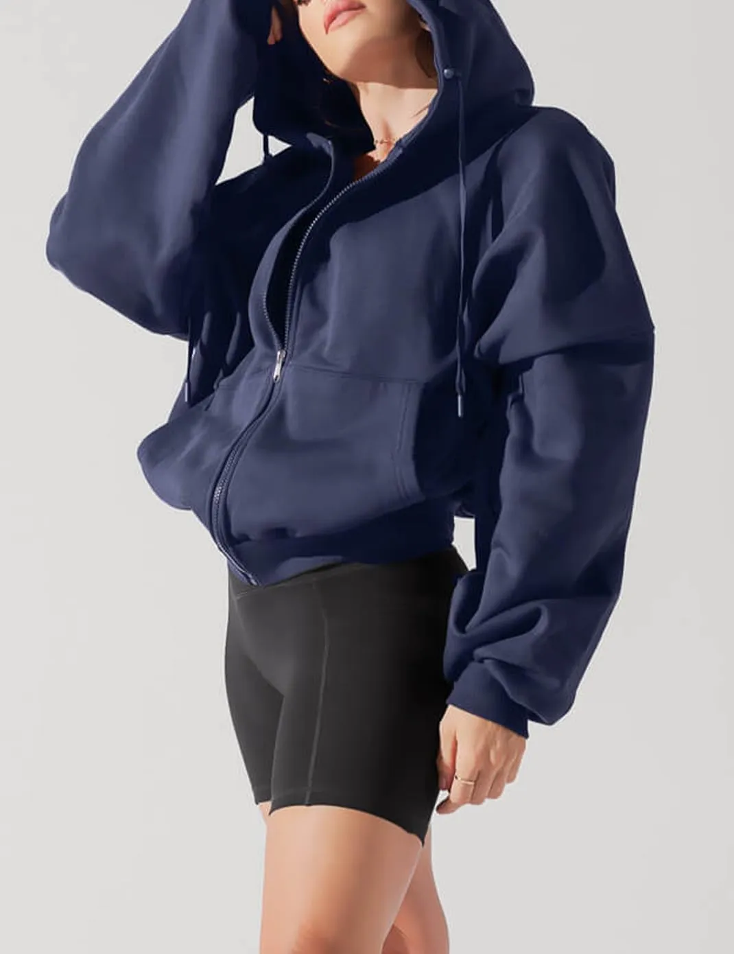 Haellun Womens Oversized Long Sleeve Zip Up Hoodie Fleece Drawstring Sweatshirts Pullover Sweaters with Pockets