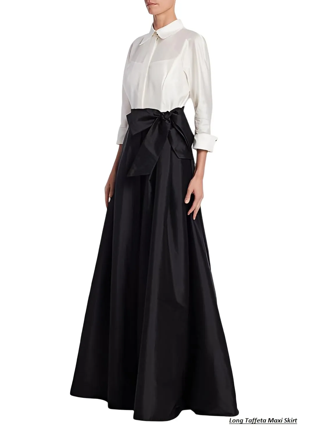 Handmade Black Long Maxi Full Circle Taffeta Skirt,Umbrella Skirt for Evening, Christmas and Prom Skirt Gift For Her