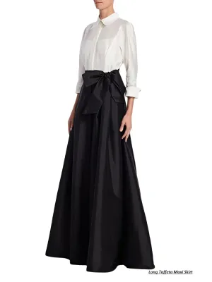 Handmade Black Long Maxi Full Circle Taffeta Skirt,Umbrella Skirt for Evening, Christmas and Prom Skirt Gift For Her