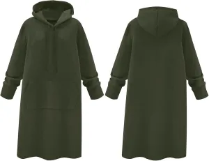 Hoodie Dress for Women 2024 Slim Casual Long Sleeve High Waist Drawstring Pullover Hooded Sweatshirt Dresses
