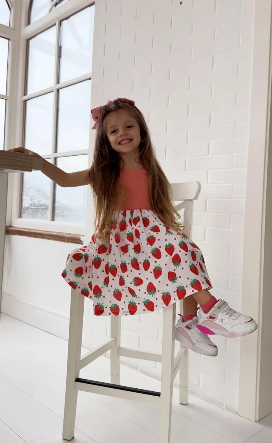 Idgreatim 2-7T Toddler Girls Summer Dress Cute Bowknot Strap Dresses Casual Sleeveless Sling Sundress