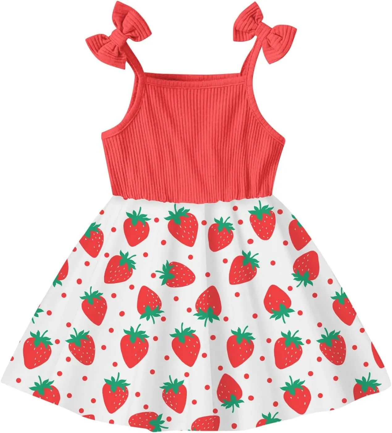 Idgreatim 2-7T Toddler Girls Summer Dress Cute Bowknot Strap Dresses Casual Sleeveless Sling Sundress