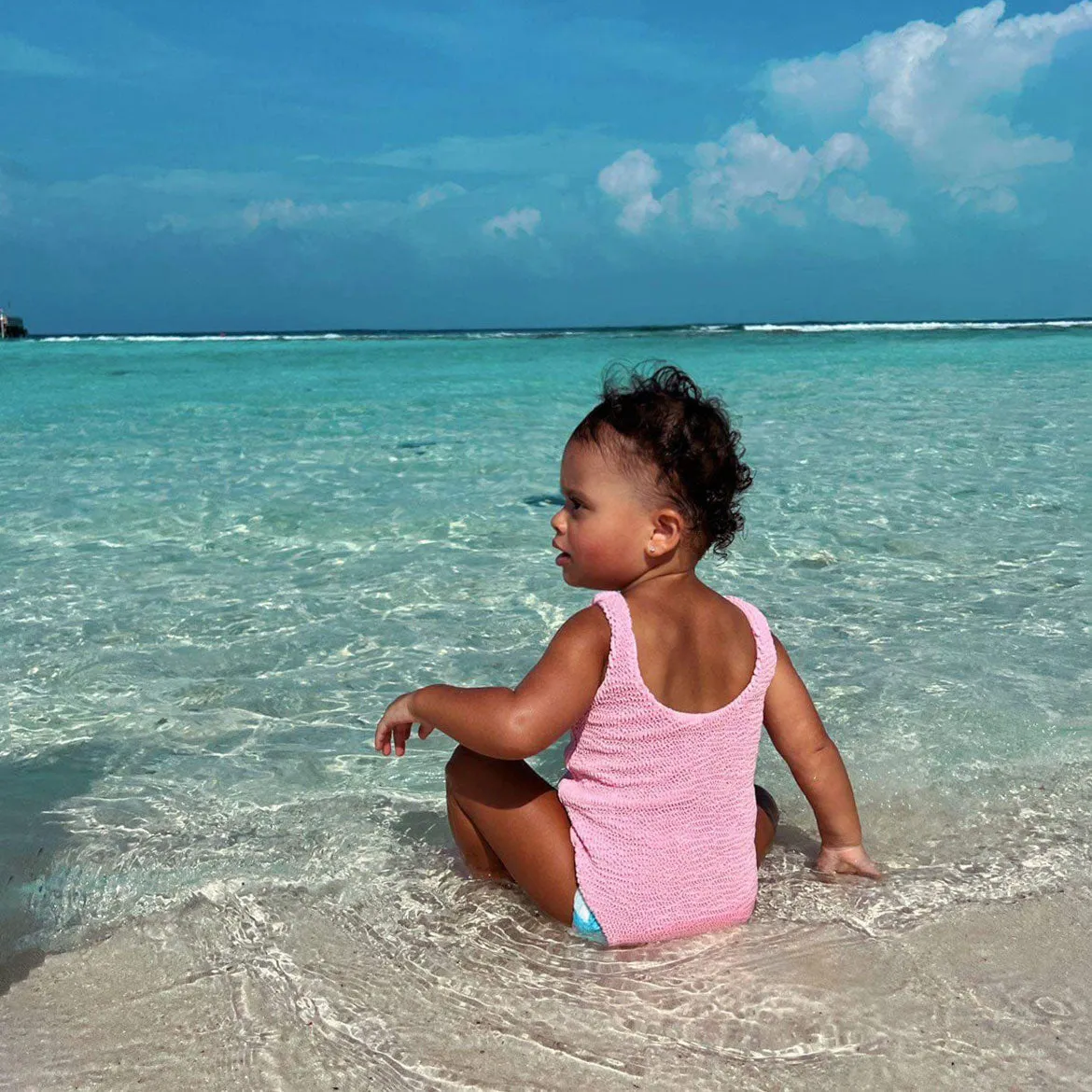 JBØRN Baby Girl Classic Crinkle Swimsuit