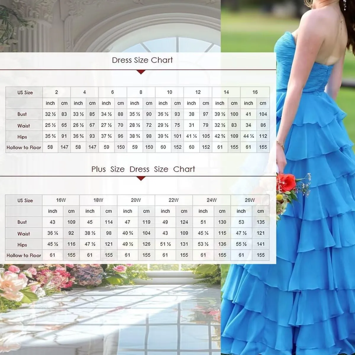 JNXIANGW Tiered Strapless Prom Dresses with Bow Chiffon Long Formal Evening Party Gown for Women Ruffle Corset Ball Gown