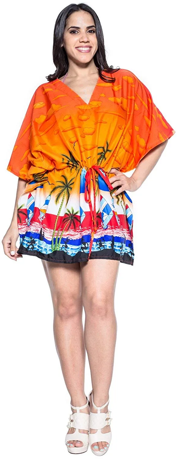 LA LEELA Cover up Beach Bikini Swimwear Swimsuit Kaftan Dress Women Printed