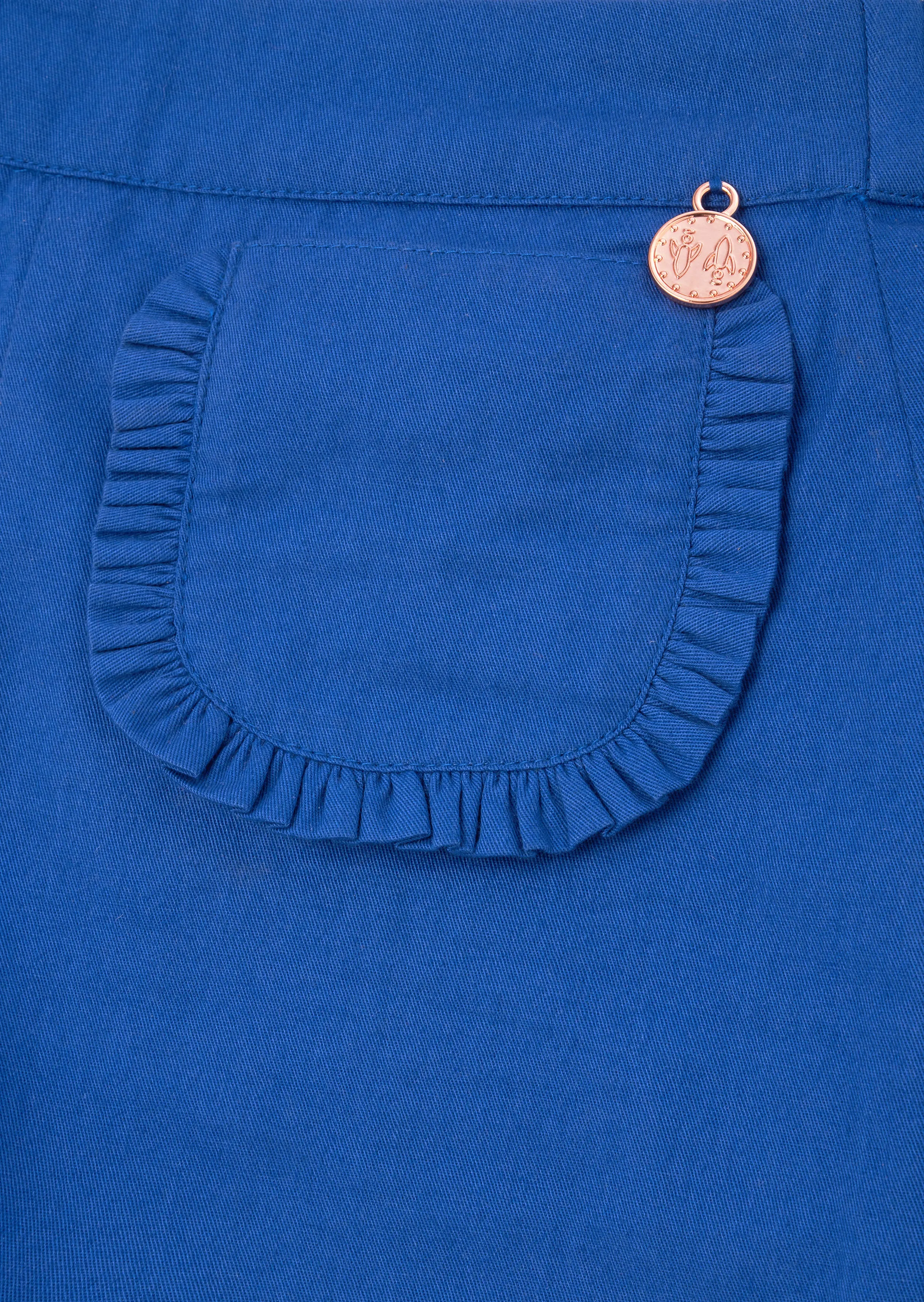 Lacey Blue Scallop Hem Shorts