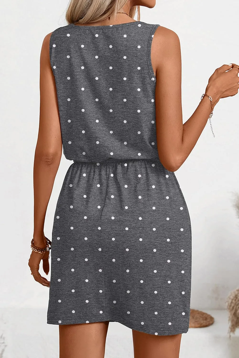 levaca Womens Summer Dresses Breathable Drawstring Tank Mini Sundress 2025 Beach Vacation Clothes for Women