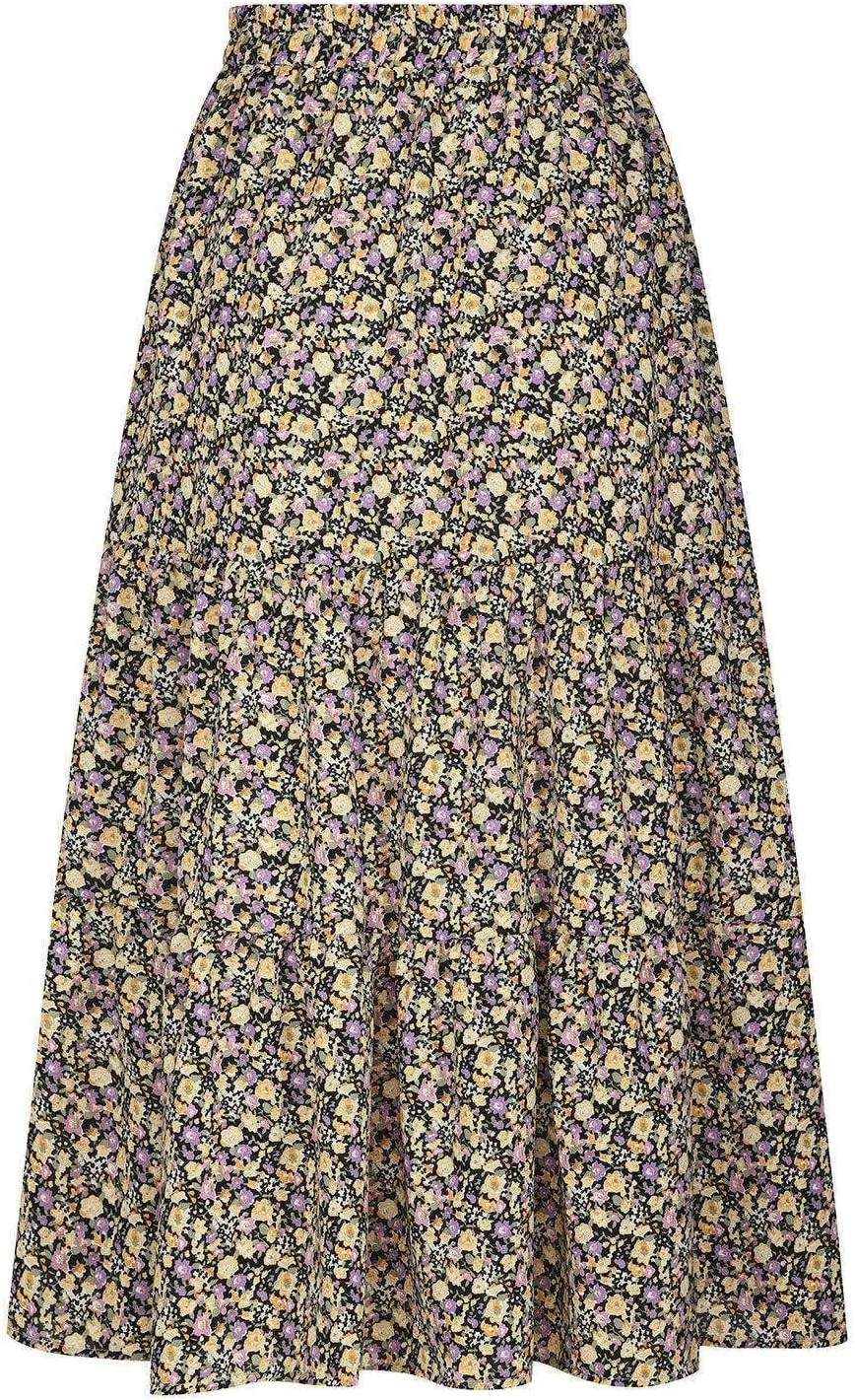 LFEOOST Long Skirts for Women Chiffon Summer Casual Pleated Elastic High Waisted Maxi Skirts Beach Floral Print Flowy Dress