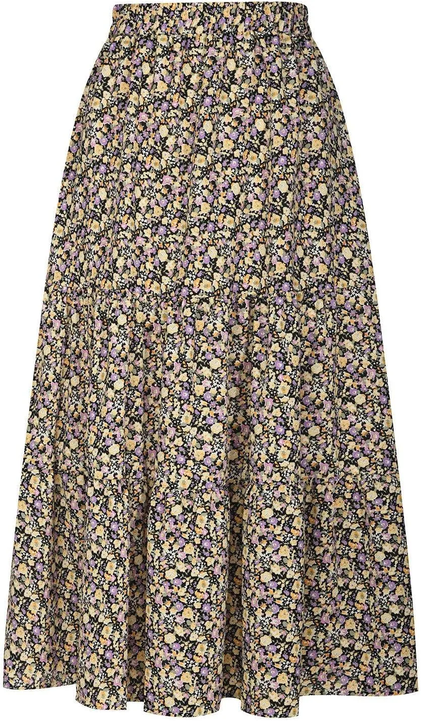 LFEOOST Long Skirts for Women Chiffon Summer Casual Pleated Elastic High Waisted Maxi Skirts Beach Floral Print Flowy Dress