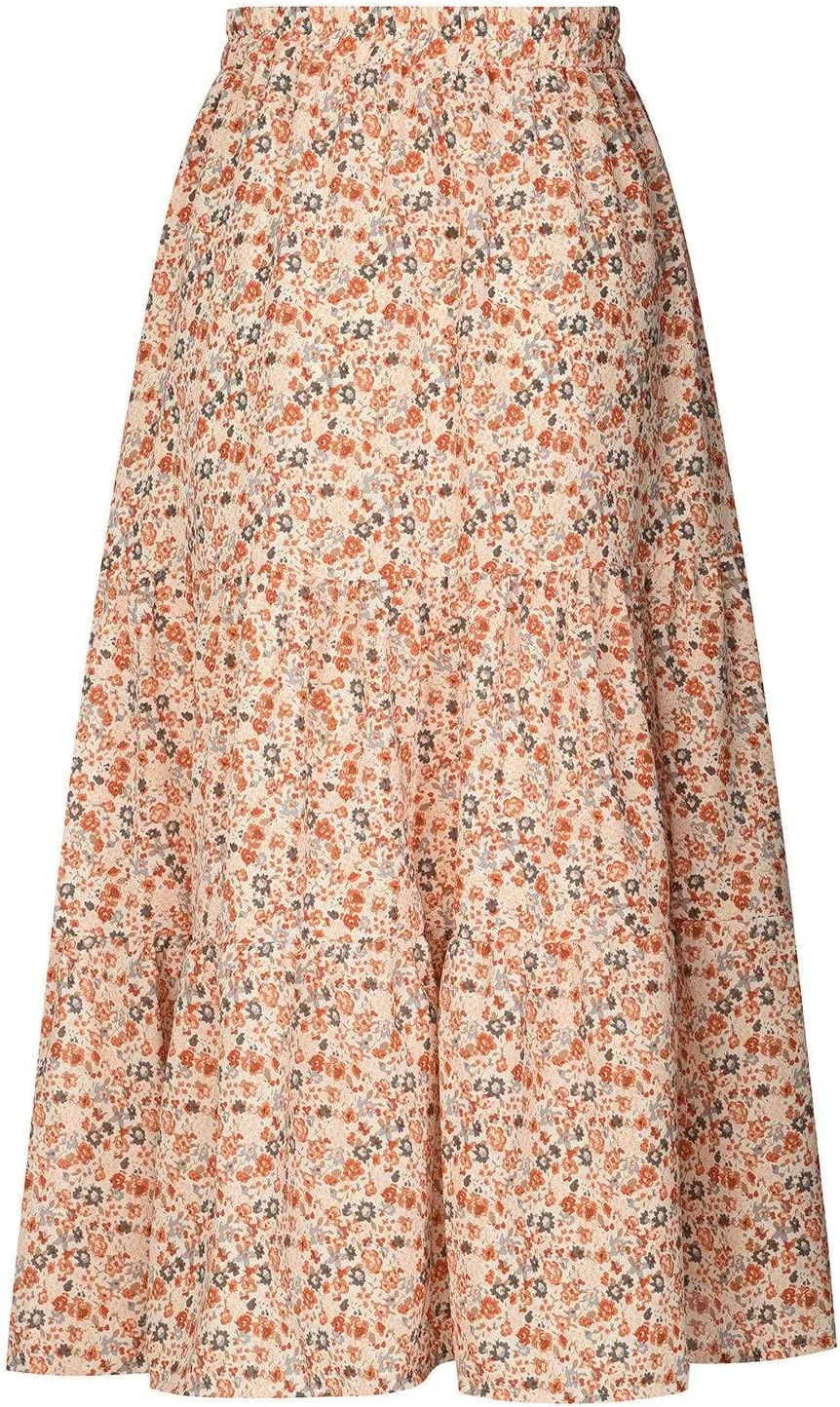 LFEOOST Long Skirts for Women Chiffon Summer Casual Pleated Elastic High Waisted Maxi Skirts Beach Floral Print Flowy Dress