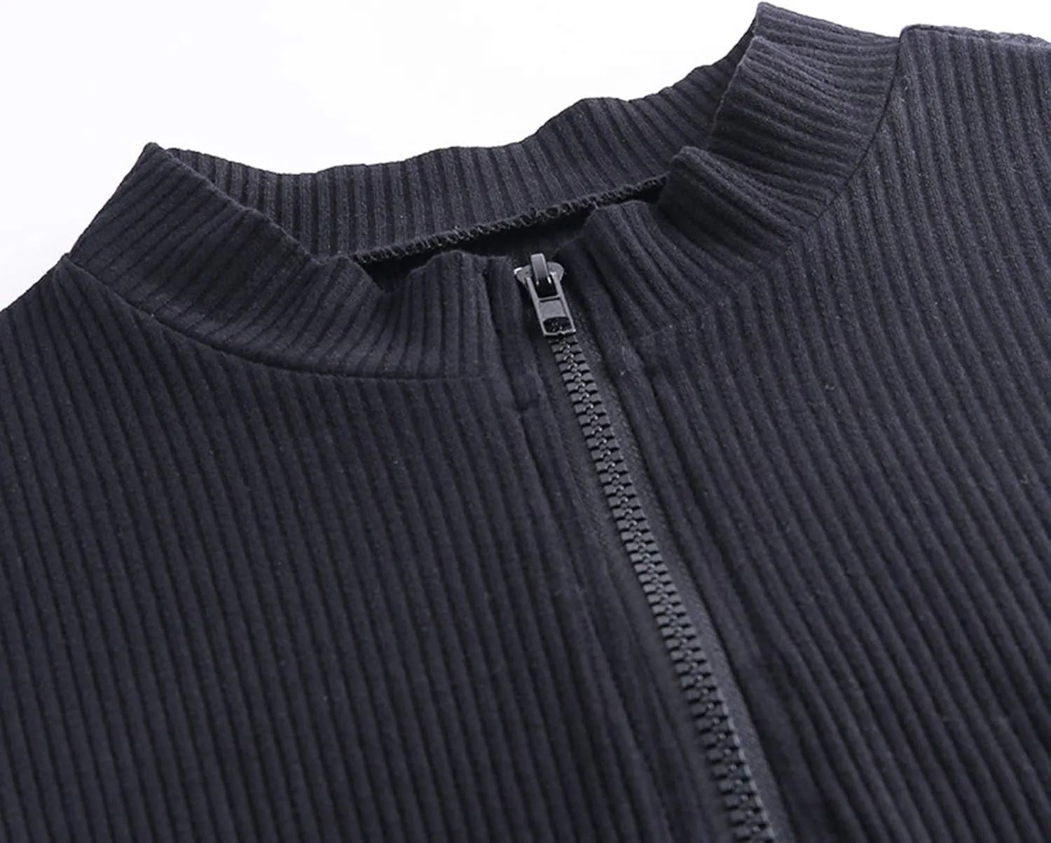 LFEOOST Women's Ribbed Knit Bodycon Dress Sexy Zip Front V Neck Short Sleeve Pencil Skirt Stretchy Comfy Club Mini Dresses