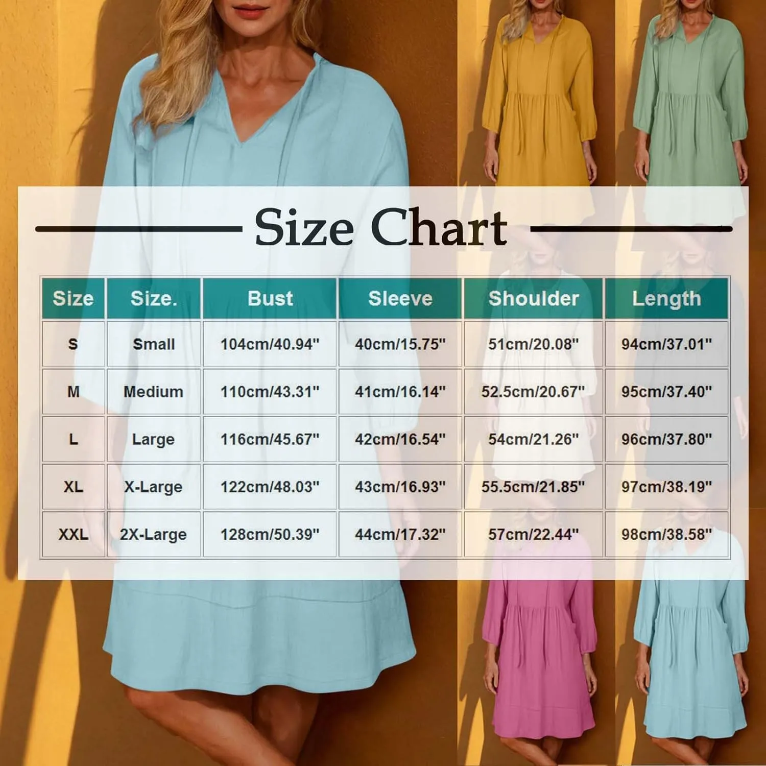 Linen Dresses for Women 2025 Casual Summer Cotton Linen Dress Tunic Flowy Mini Sundress 3/4 Sleeve Beach Outfits