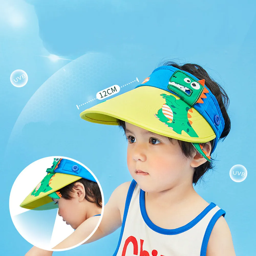 Little Surprise Box Cotton Blue Dino theme Visor Hat for Kids& Toddlers