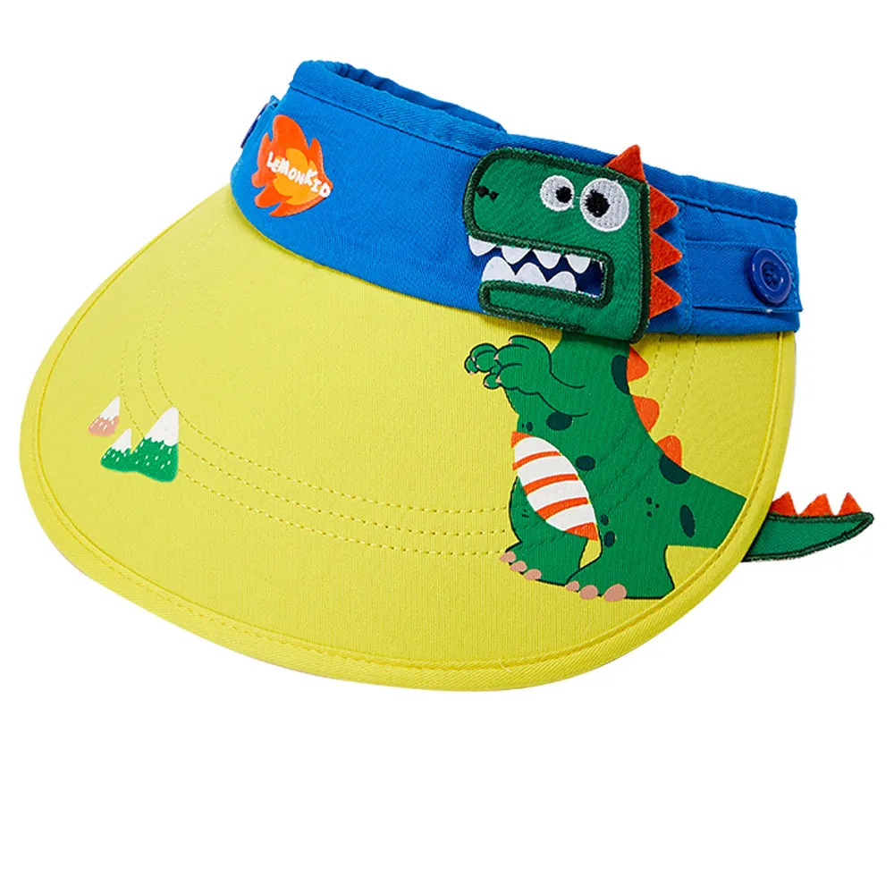 Little Surprise Box Cotton Blue Dino theme Visor Hat for Kids& Toddlers