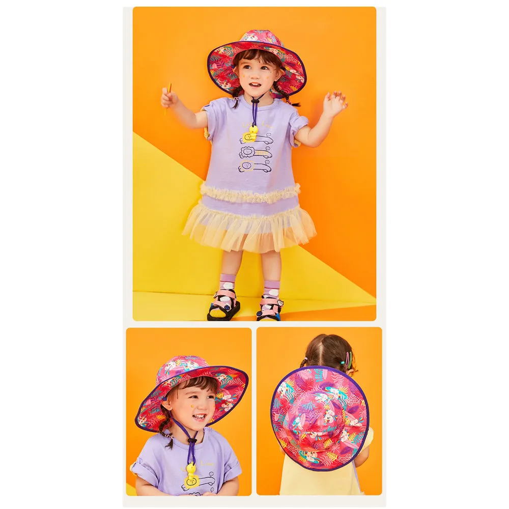 Little Surprise Box Pink Uni Wide Coverage Sun Hat for Kids& Toddlers with Adjustable Strap