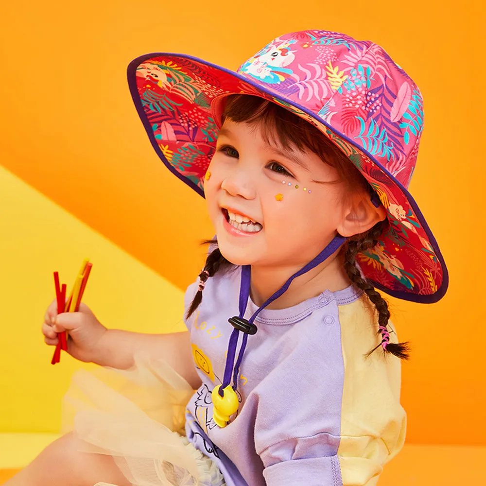 Little Surprise Box Pink Uni Wide Coverage Sun Hat for Kids& Toddlers with Adjustable Strap