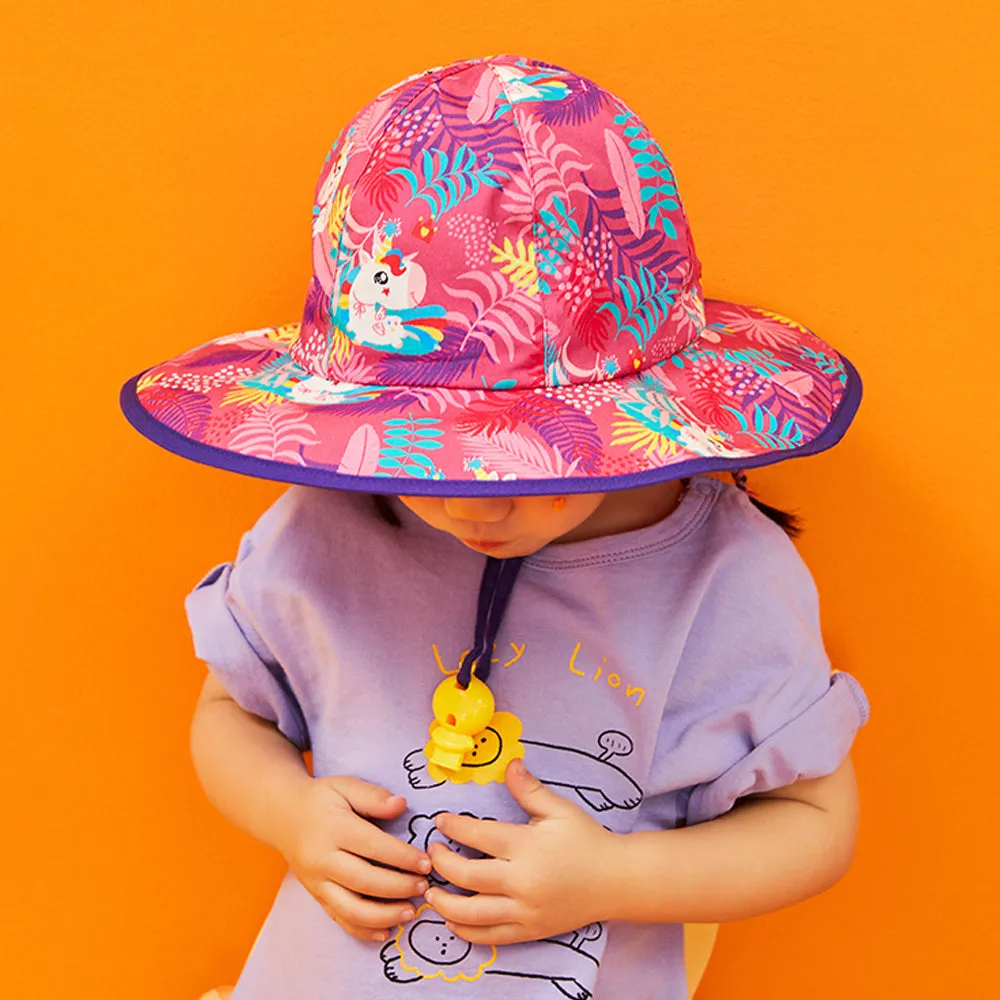 Little Surprise Box Pink Uni Wide Coverage Sun Hat for Kids& Toddlers with Adjustable Strap
