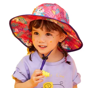 Little Surprise Box Pink Uni Wide Coverage Sun Hat for Kids& Toddlers with Adjustable Strap