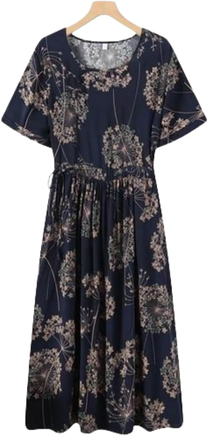 LOAIHA Womens Cotton Heart Tiered High Waist Long Dress Long Sleeve Asymmetric Ruffle Layered Hem Maxi Dress with Pockets