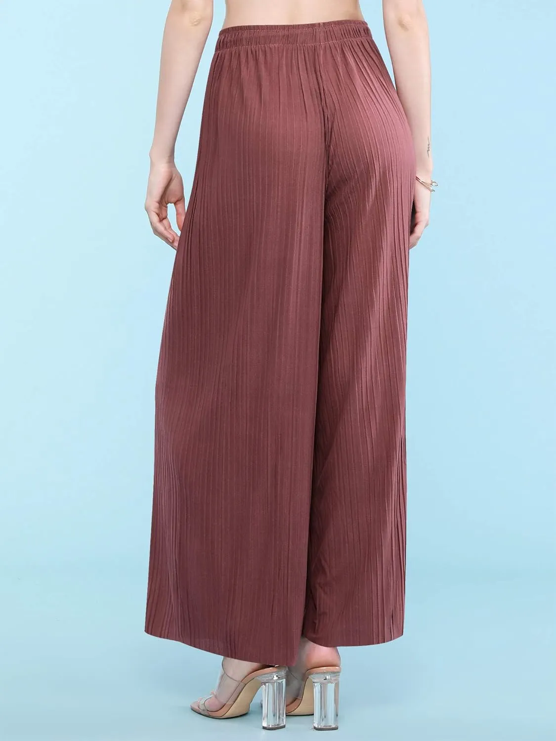 Lock and Love Womens Pleated Wide Leg Palazzo Maxi Pants with Drawstring or Elastic Band