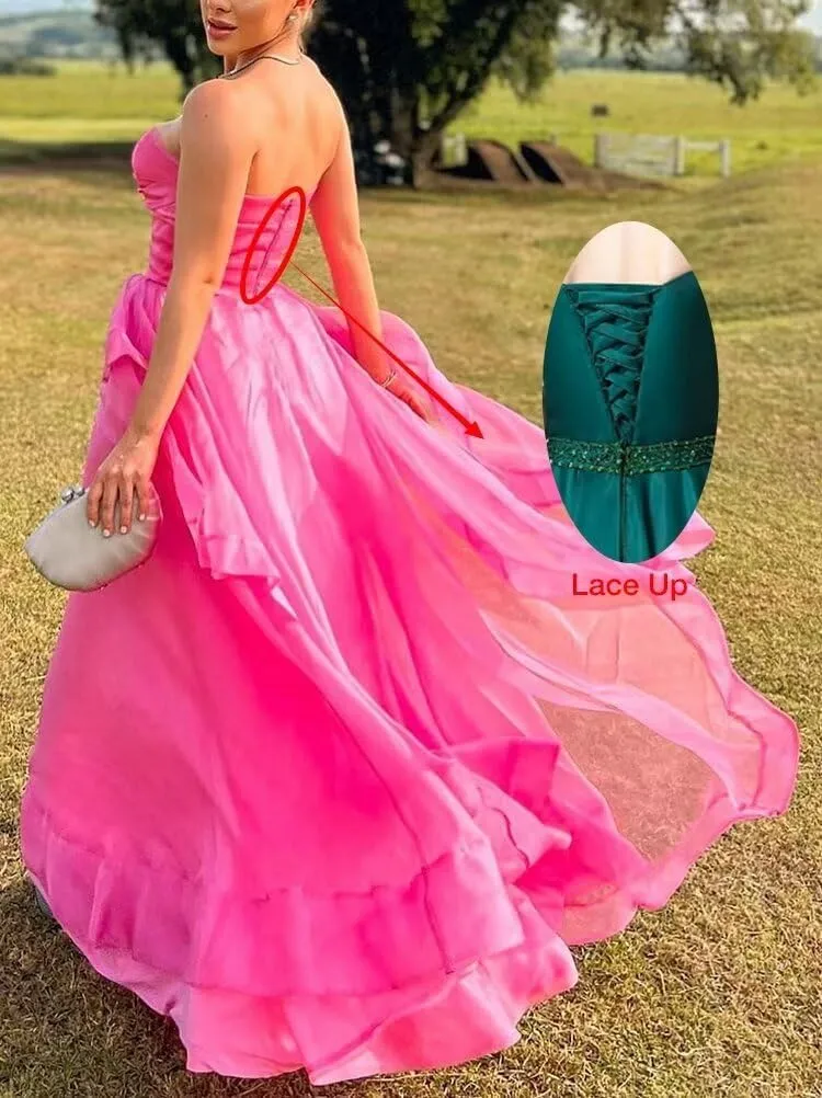 Long Chiffon Bridesmaid Dress Off The Shoulder Ruffles Prom Dresses Strapless Layered Formal Evening Party Gown