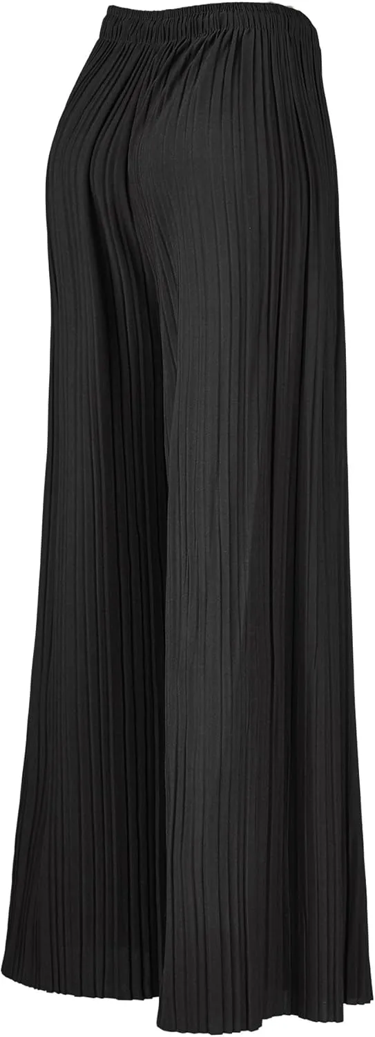 Made By Johnny Women's Pleated Wide Leg Palazzo Pants with Drawstring