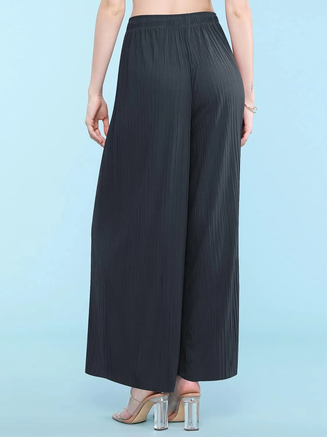 Made By Johnny Women's Pleated Wide Leg Palazzo Pants with Drawstring