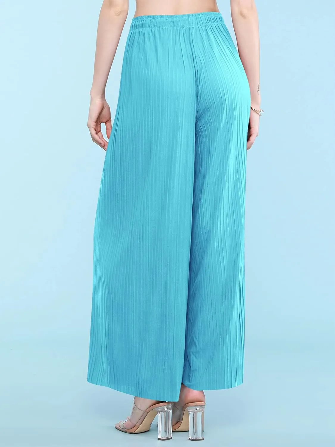 Made By Johnny Women's Pleated Wide Leg Palazzo Pants with Drawstring