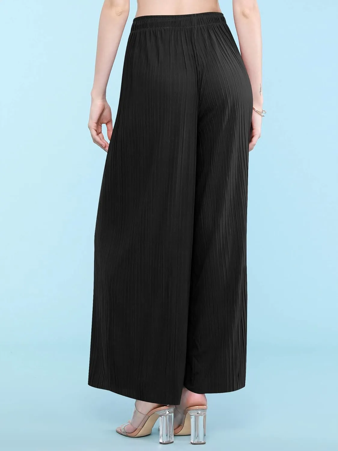 Made By Johnny Women's Pleated Wide Leg Palazzo Pants with Drawstring