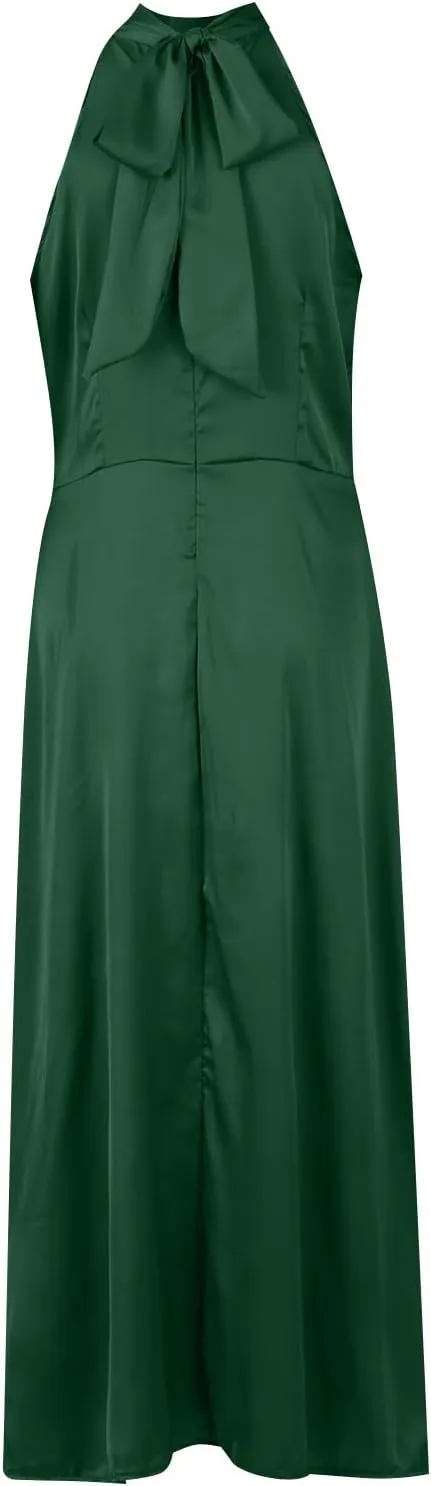 Maxi Dress for Women Split Mock Neck Sleeveless Dress Formal Cocktail Dresses Solid Party Club Skirt