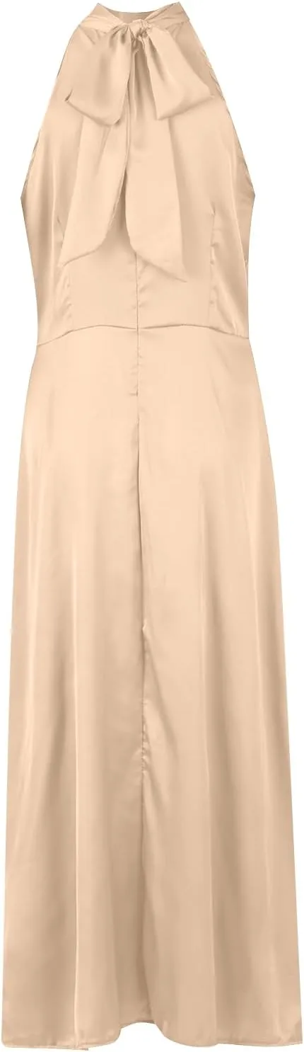 Maxi Dress for Women Split Mock Neck Sleeveless Dress Formal Cocktail Dresses Solid Party Club Skirt