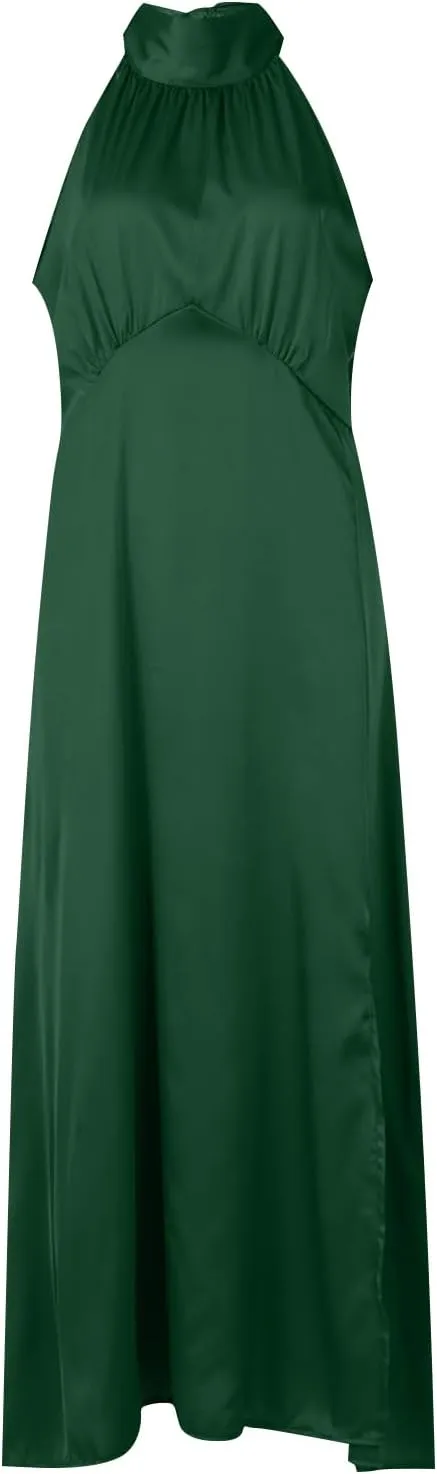 Maxi Dress for Women Split Mock Neck Sleeveless Dress Formal Cocktail Dresses Solid Party Club Skirt