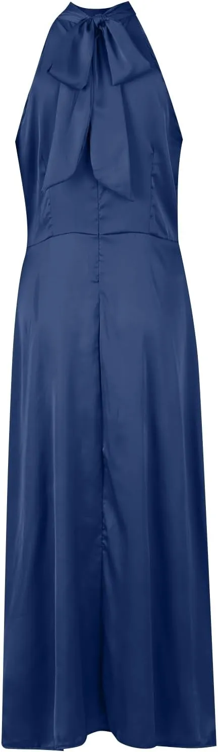 Maxi Dress for Women Split Mock Neck Sleeveless Dress Formal Cocktail Dresses Solid Party Club Skirt