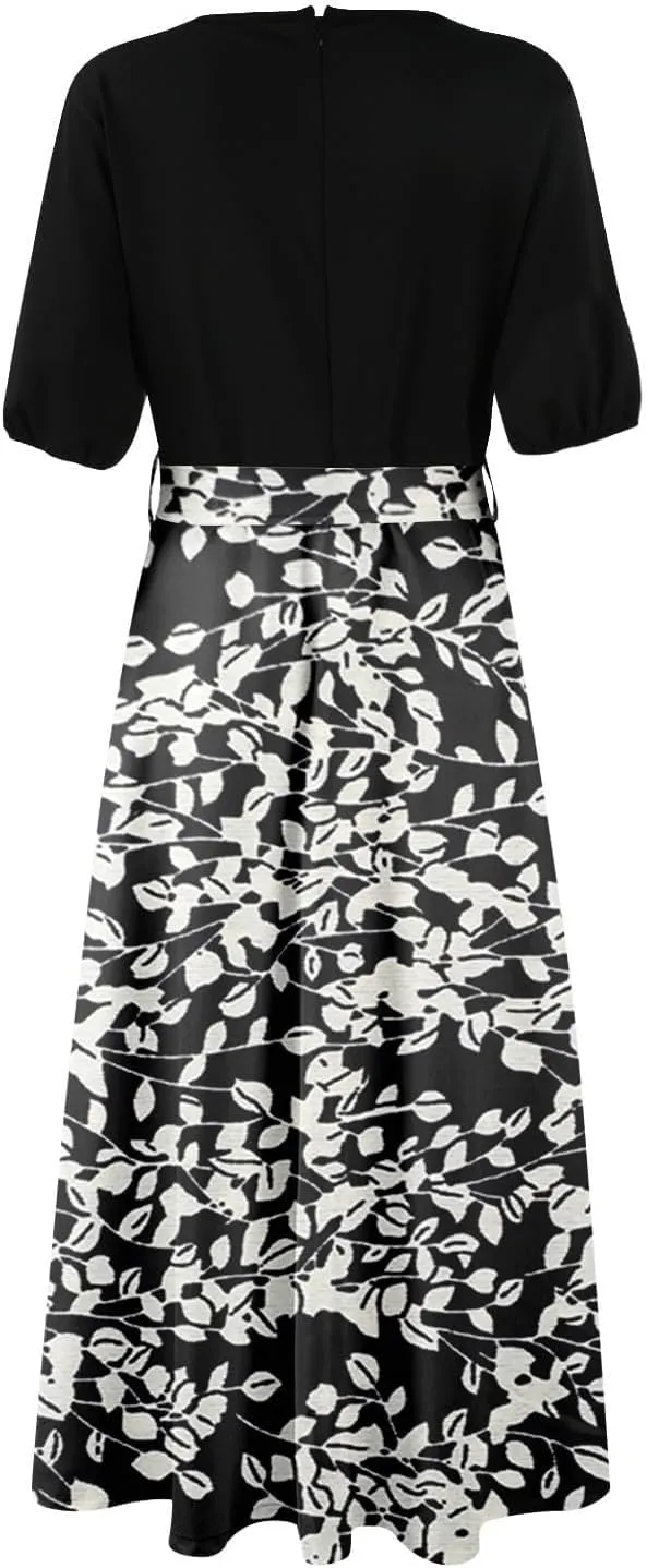 Maxi Dresses for Women 2025 Summer V Neck Short Sleeve T Shirt Dress Casual Flowy High Split A Line Beach Sundress