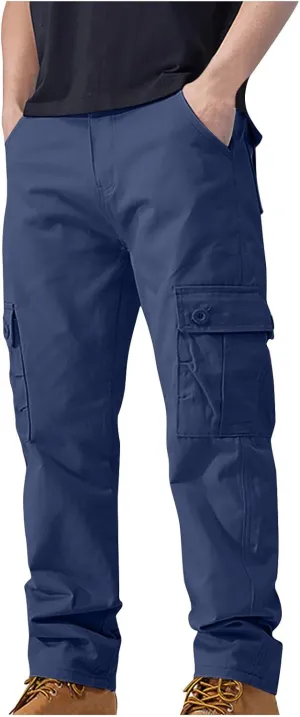 Mens Casual Pants Hiking Chino Cargo Pants Lightweight Outdoor Twill Jogger Sweatpants Loose Straight Leg Pants