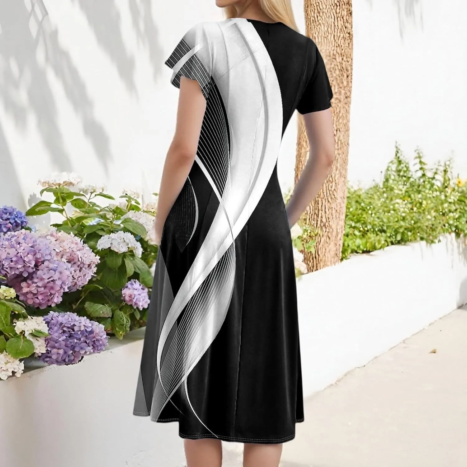 Midi Dresses 2025 Short Sleeve Deep V Neck Summer Casual Plus Size Split Fashion Casual Wedding Guest Dress