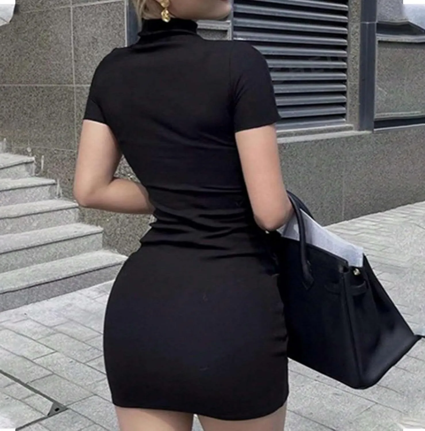 Mini Dresses for Women 2025 Summer Trendy Casual Sundresses Curvy Sun Dress Mock Neck Fitted Sundress Beach Vacation