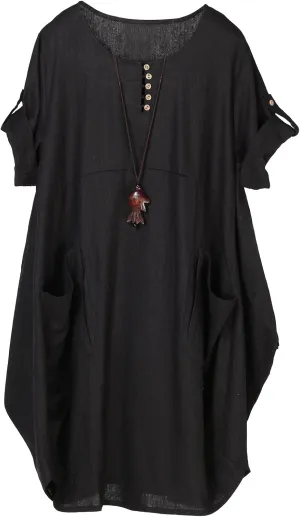 Minibee Women's Ruffle Oversize Casual Midi Dresses with Pockets