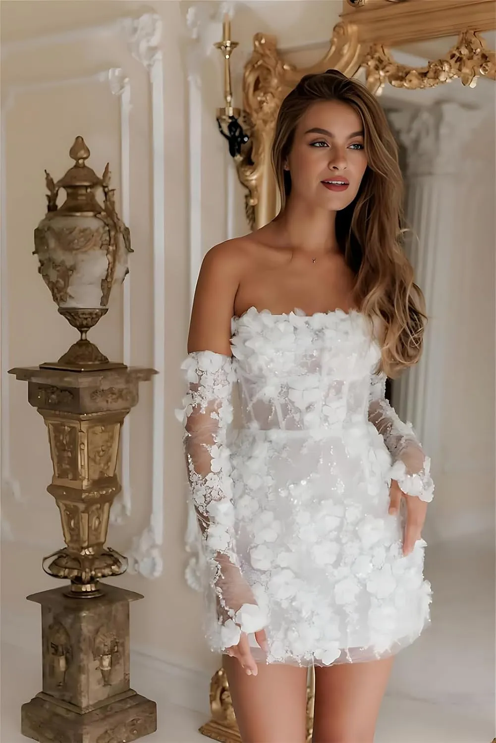 Modest Off Shoulder Short Wedding Dresses for Women Bride Elegant A-Line Bridal Gowns Casual Engagement Dress