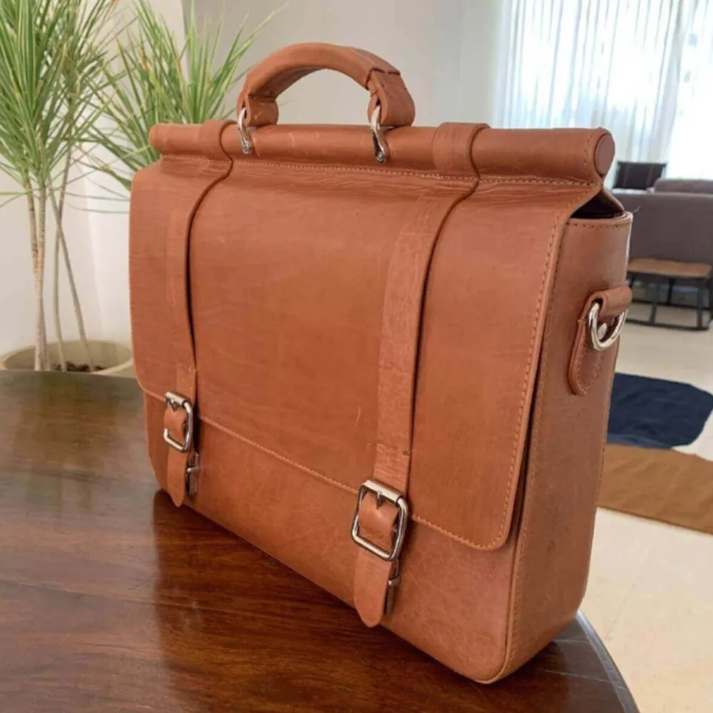Nappa Dori Tan Vintage Attache Case